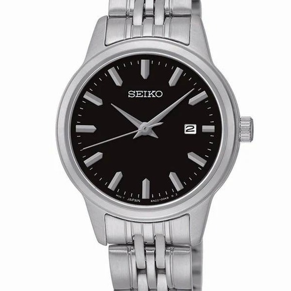 Seiko Ladies SUR835 Black Dial Stainless Steel Bracelet Watch NEW 50m 28mm main image 14